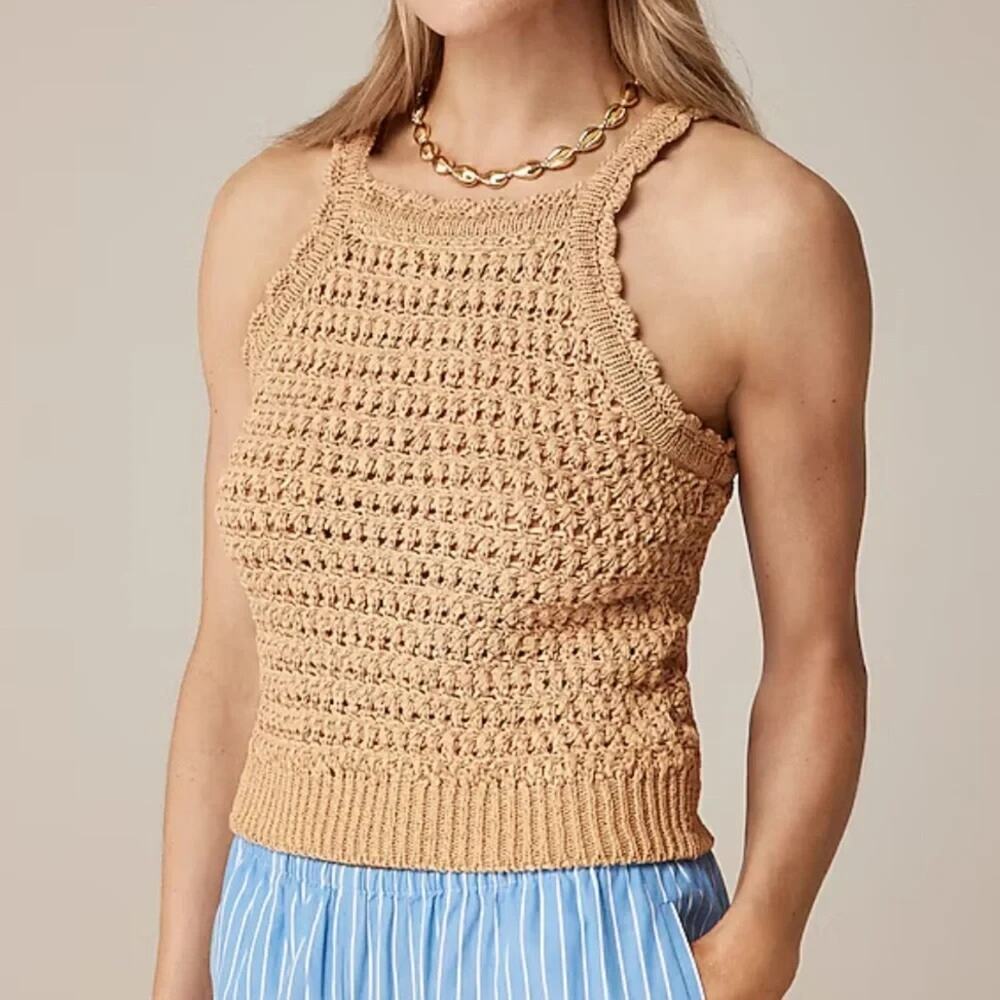 J.CREW NWT Montauk Crochet Tank Top Dark Beechwood Sz XS CJ448
